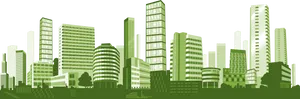 Green City Skyline Illustration PNG image