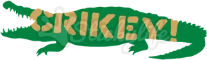 Green Crocodile Graphicwith Strike Text PNG