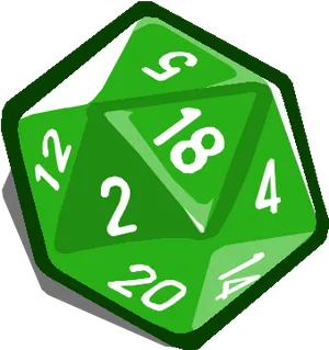 Green D20 Dice Illustration PNG image