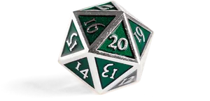 Green D20 Dice Shadow PNG image