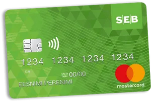 Green Debit Card Mastercard Contactless PNG image