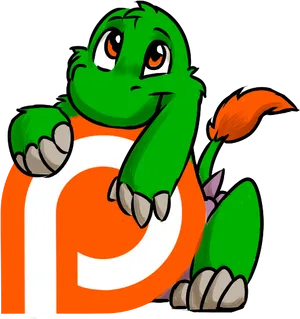 Green Dinosaur Orange Letter PNG image