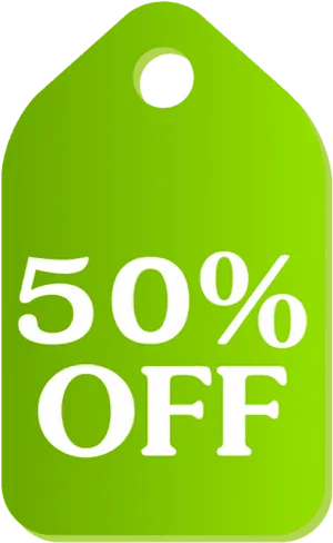 Green Discount Tag50 Percent Off PNG image
