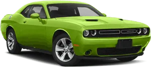 Green Dodge Challenger Side View PNG image