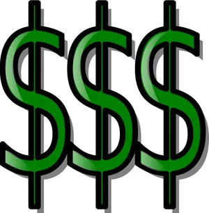 Green Dollar Signs Triple Array PNG