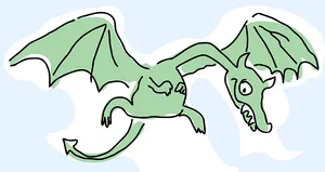 Green Dragon Doodle Illustration PNG image