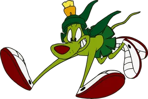 Green Duck Running Looney Tunes PNG image