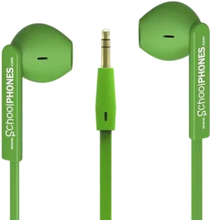 Green Earphoneswith Plug PNG image