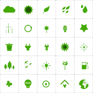 Green Eco Friendly Icons Set PNG image