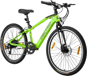 Green Electro Mountain Bike PNG image