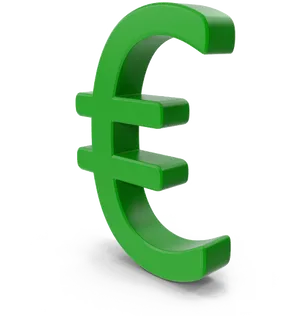 Green Euro Symbol Standing PNG image