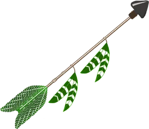 Green Feathered Arrow Clipart PNG image