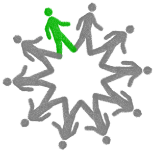 Green Figure Leading Circle PNG image