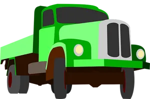Green Flatbed Truck Illustration