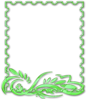 Green Floral Decorative Border PNG image