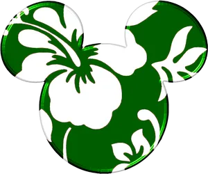 Green Floral Mickey Mouse Ears PNG image