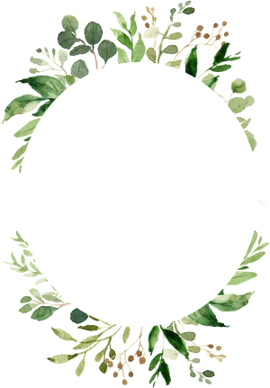 Green Foliage Circle Frameon Black Background PNG image