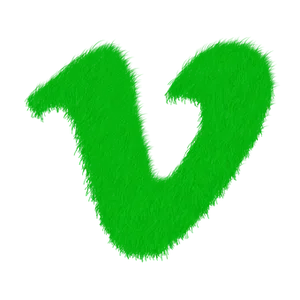 Green Furry Letter V