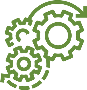 Green Gears Iconon Blue Background PNG image