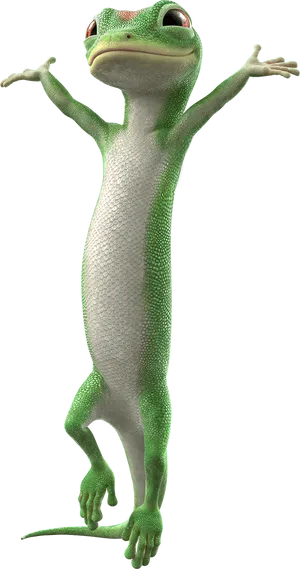 Green Gecko Character Pose PNG image