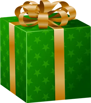 Green Gift Boxwith Golden Ribbon