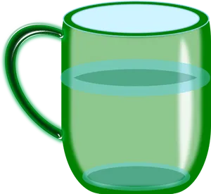 Green Glass Mug Fullof Water PNG image