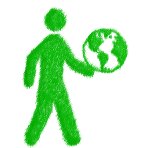 Green_ Glowing_ Stick_ Figure_with_ Earth_ Ball PNG image