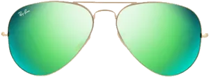 Green Gradient Aviator Sunglasses PNG image