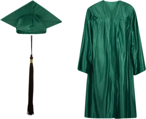 Green Graduation Capand Gown PNG image