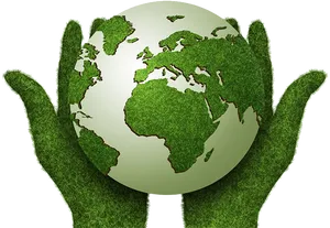 Green Grass Hands Cradling Globe PNG image