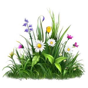 Green Grass With Flowers PNG 50 PNG