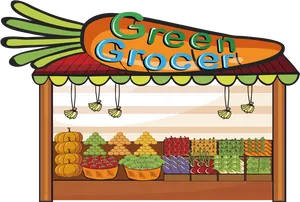 Green Grocer Fruitand Vegetable Stand PNG image