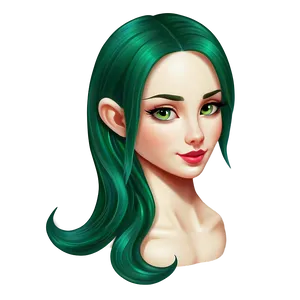 Green Hair Cartoon Classic PNG 10