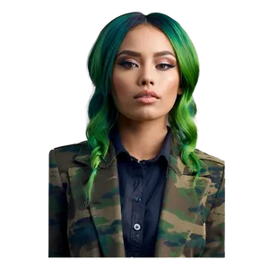 Green Hair Fashion Model PNG Imd