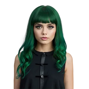 Green Hair Fashion Model PNG Shc