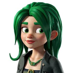 Green Hair Jungle Adventurer PNG 3