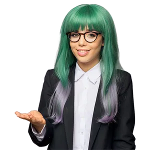 Green Hair Science Genius PNG 94