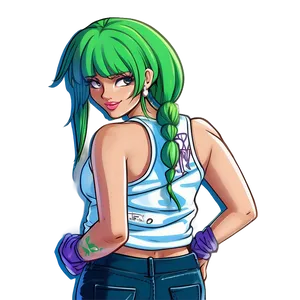 Green Hair Street Graffiti Artist PNG 06282024 PNG