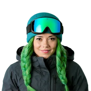 Green Hair Winter Snowboarder PNG Dyc