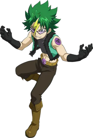 Green Haired Anime Character Beyblade PNG