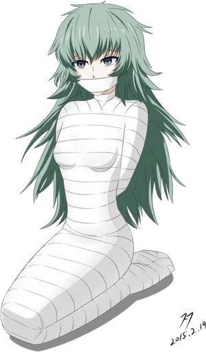 Green Haired Anime Character Illustration PNG image