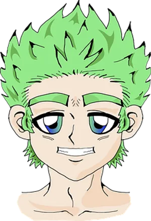 Green Haired Anime Character PNG image