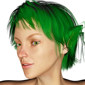 Green Haired Elf Portrait PNG image