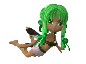 Green Haired Fairy Cartoon Character