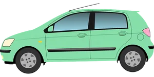 Green Hatchback Car Illustration
