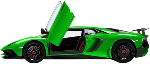 Green Lamborghini Aventador S V J Side View