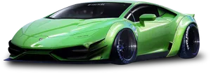 Green Lamborghini Huracan Side View