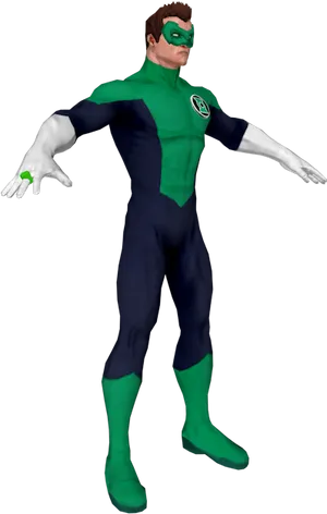 Green Lantern3 D Model Pose PNG image