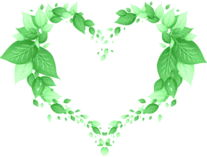Green Leaf Heart Border Design PNG image