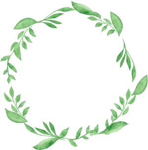 Green Leaf Watercolor Wreath PNG image